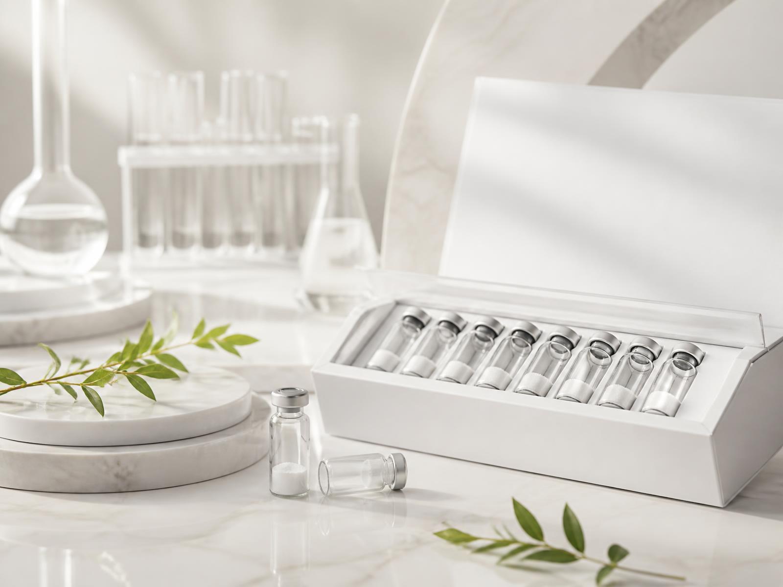 Peptitrust premium peptide vials in soft daylight